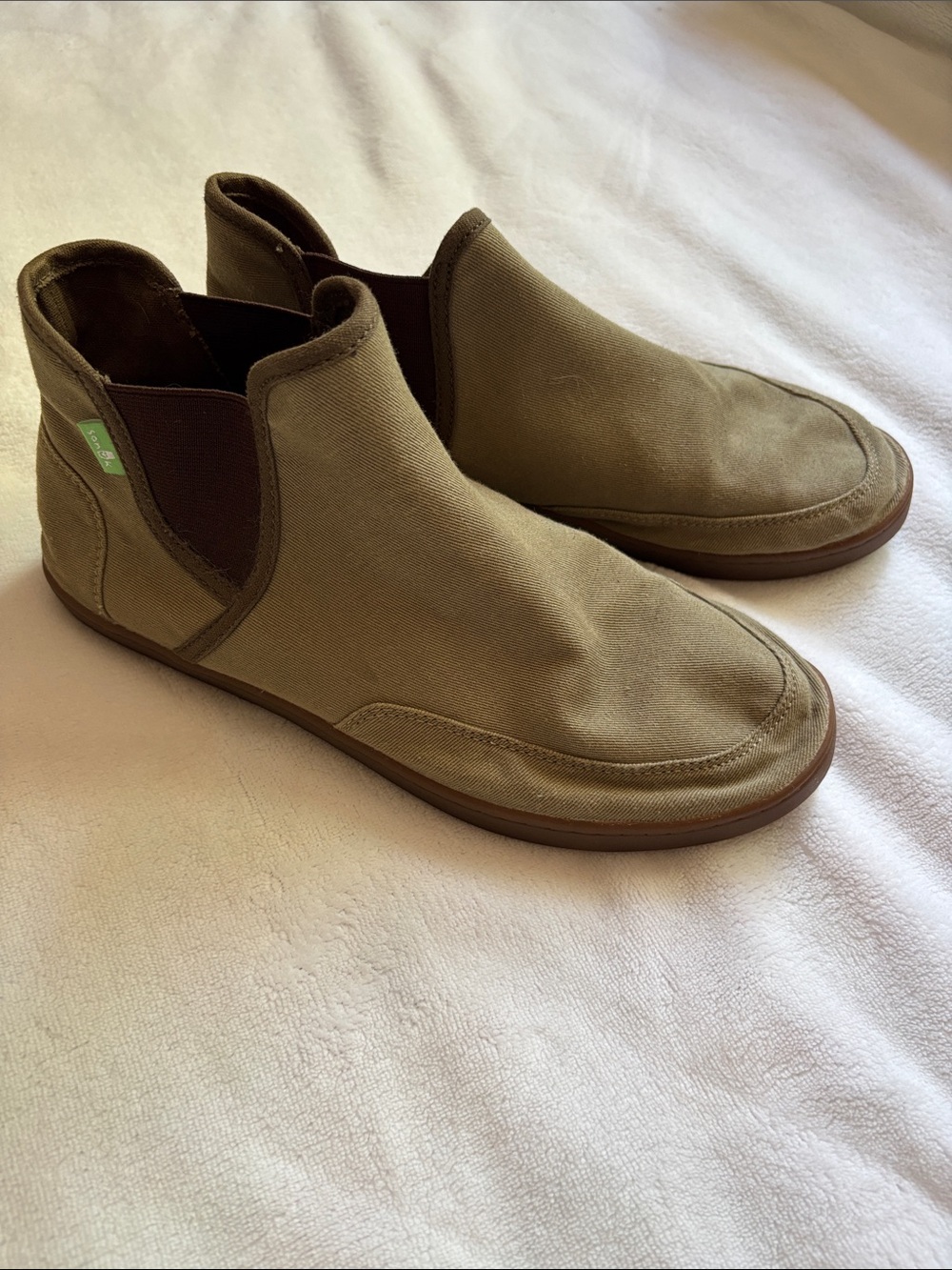Sanuk Olive Canvas Slip-On Pair-O-Dice Sneakers